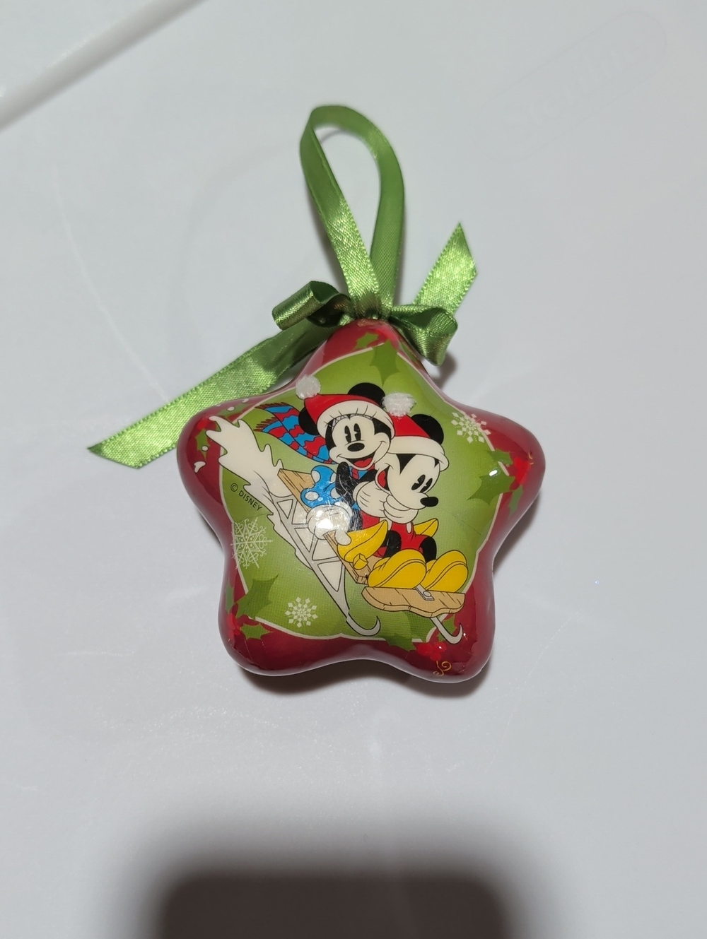 Disney Mickey & Minnie Green Star Holiday Ornament
